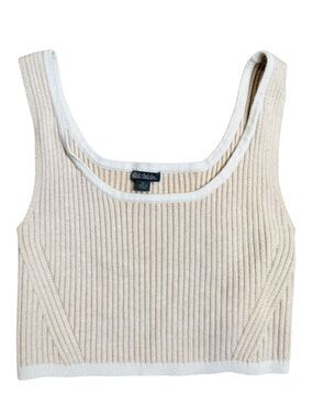 wild fable Beige Ribbed Square-Neck Tank